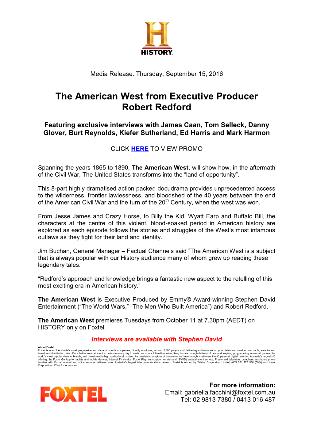 The American West from Executive Producer Robert Redford