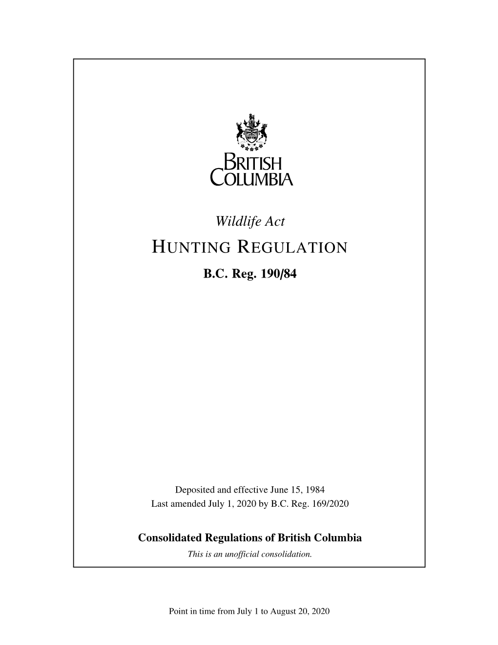 Hunting Regulation B.C