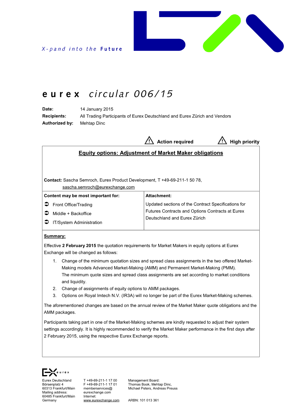 Eurex Circular 006/15