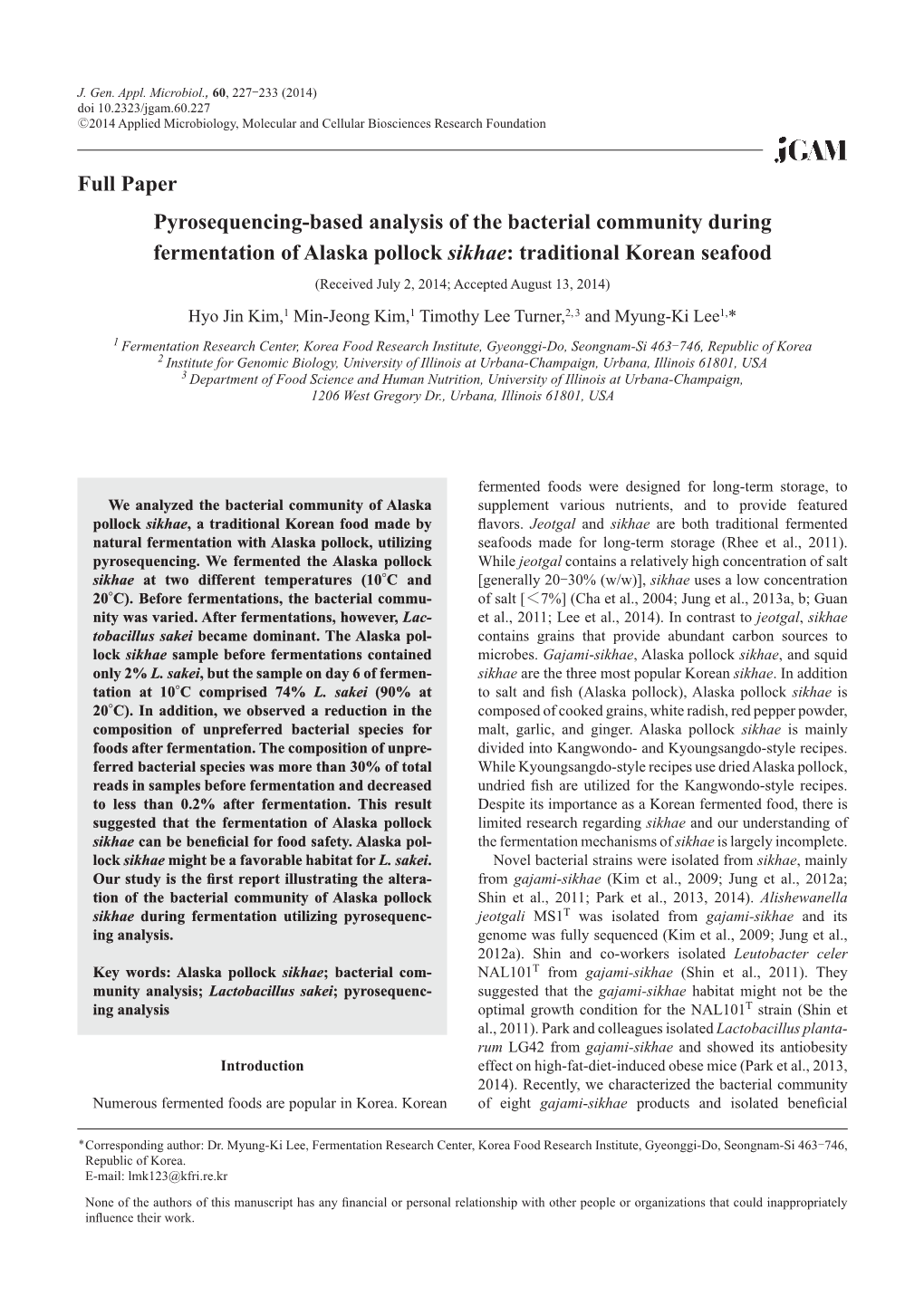 Pyrosequencing-Based Analysis of the Bacterial Community During