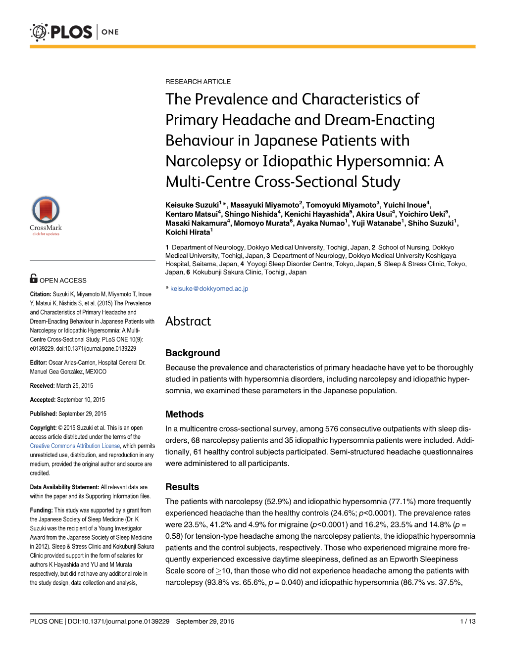 The Prevalence and Characteristics of Primary Headache and Dream