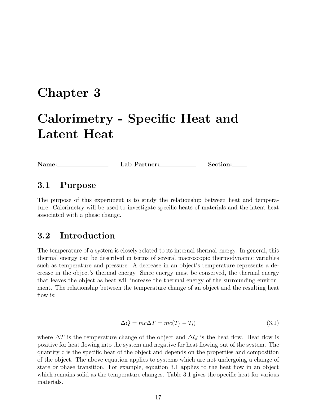 Chapter 3 Calorimetry