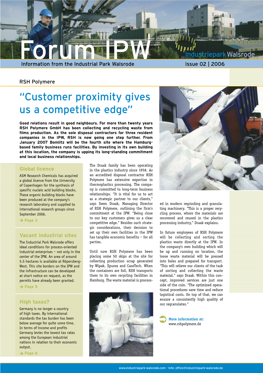 Forum IPW Information from the Industrial Park Walsrode Issue 02 | 2006