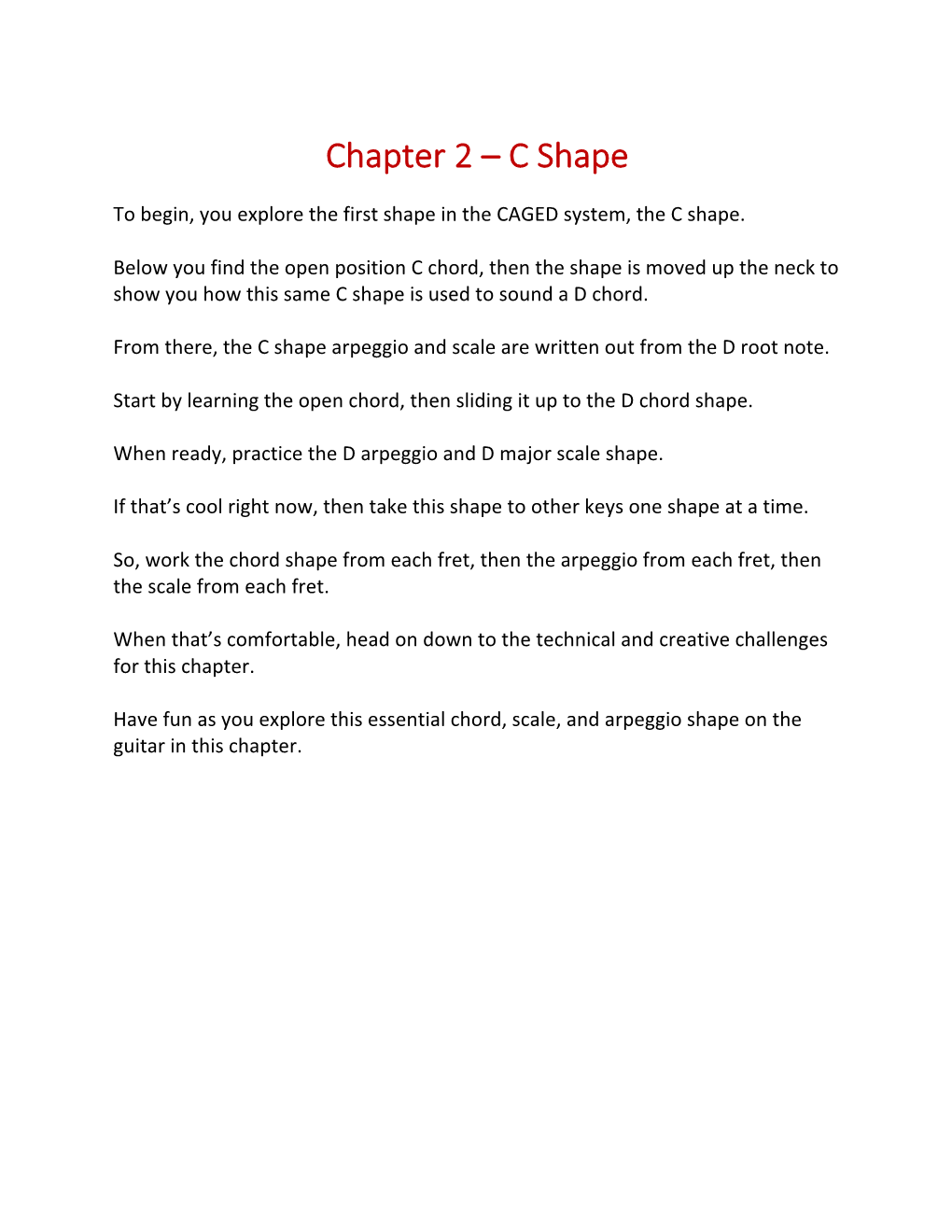 Chapter 2 – C Shape