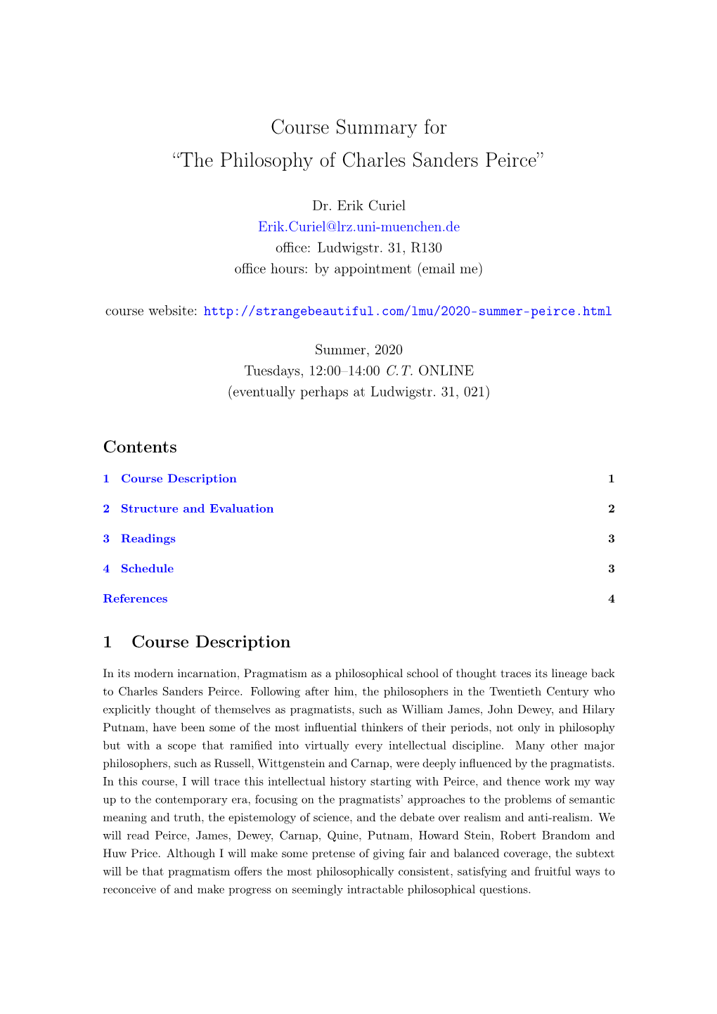 Course Summary for “The Philosophy of Charles Sanders Peirce”