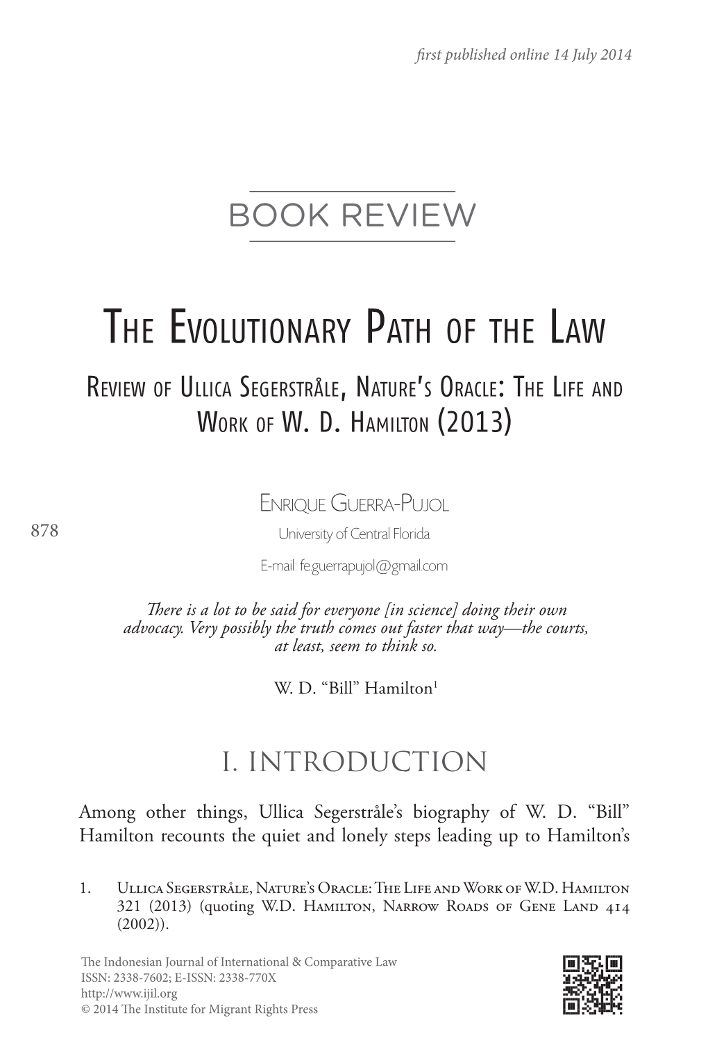 The Evolutionary Path of the Law