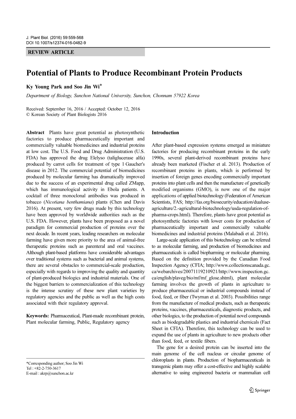 Potential of Plants to Produce Recombinant Protein Products