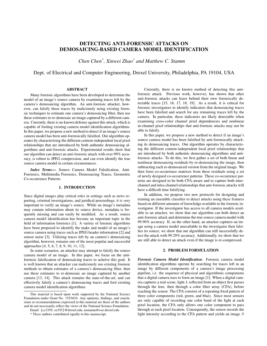 Detecting Anti-Forensic Attacks on Demosaicing-Based Camera Model Identification