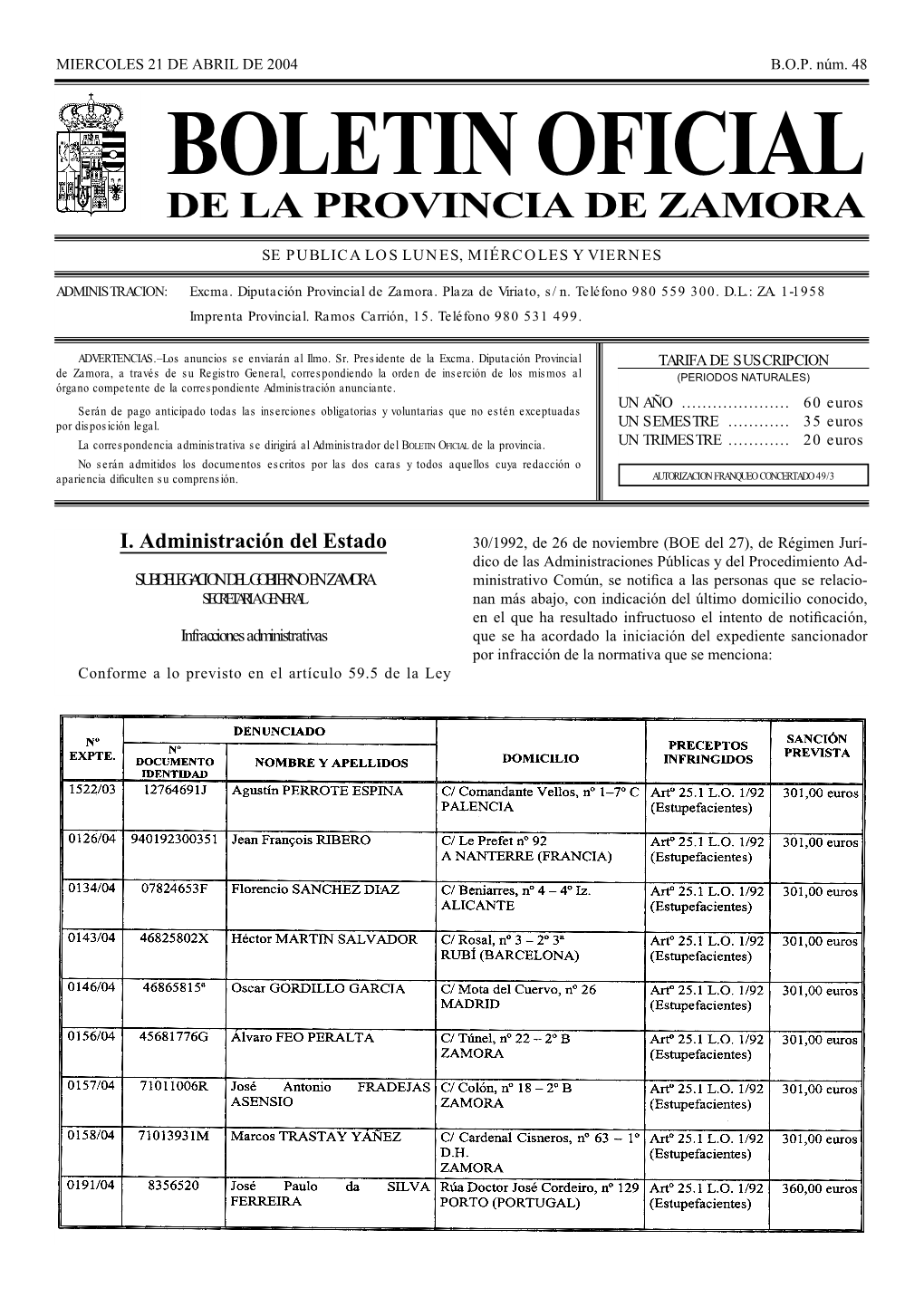 Boletin Oficial De La Provincia De Zamora