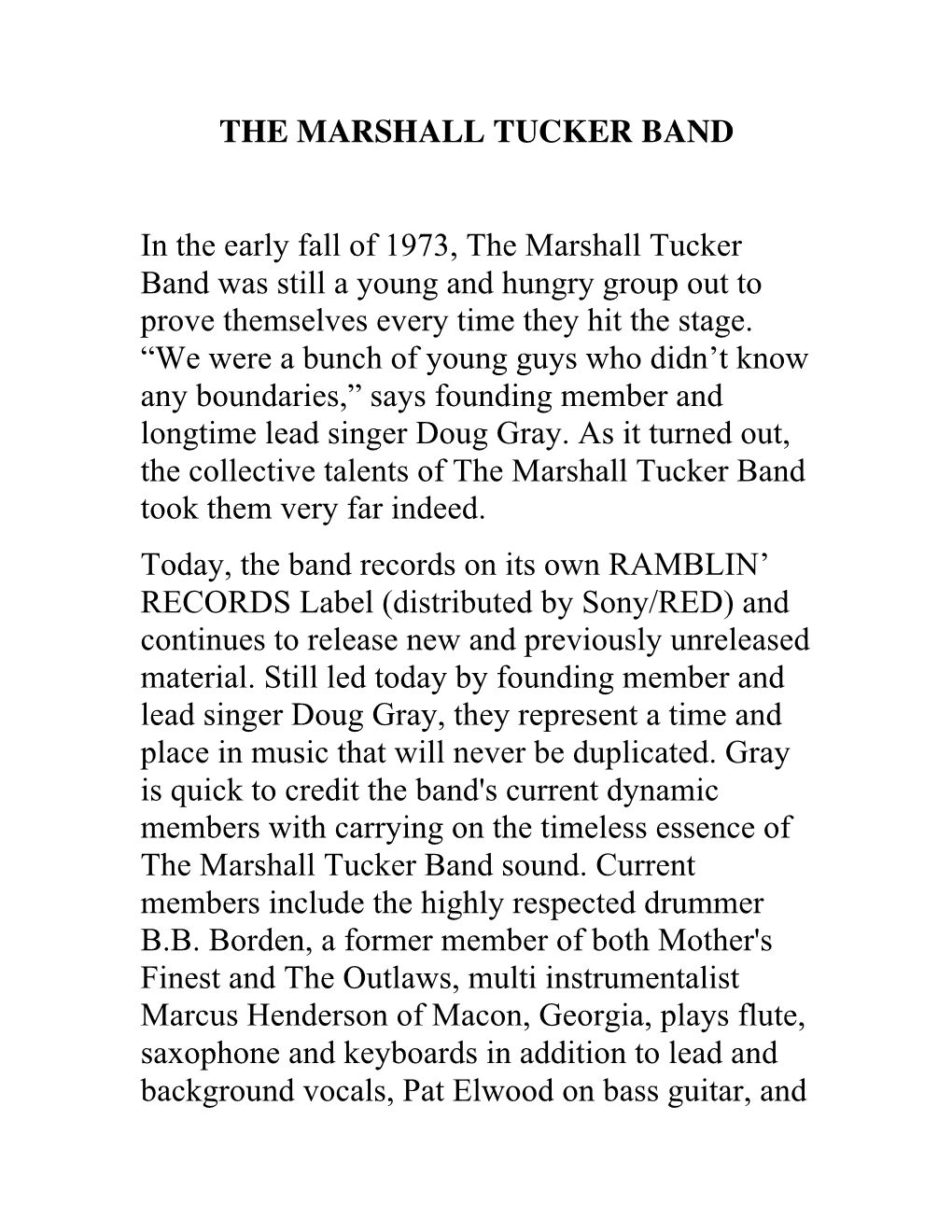 The Marshall Tucker Band