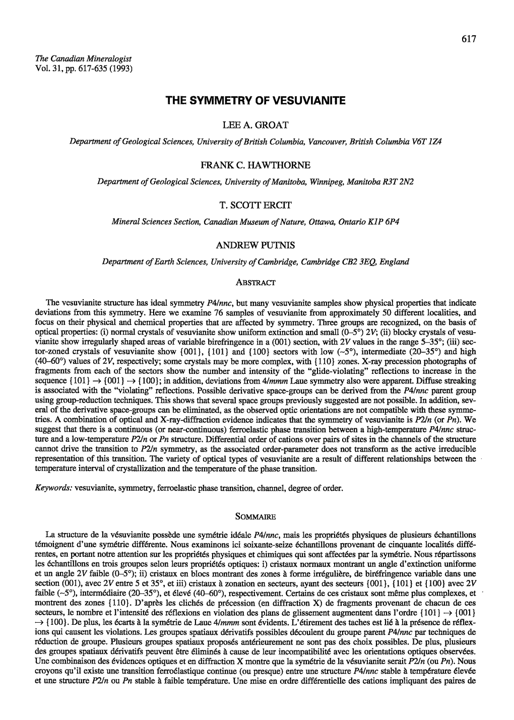 The Symmetry of Vesuvianite: Optics and Diffraction