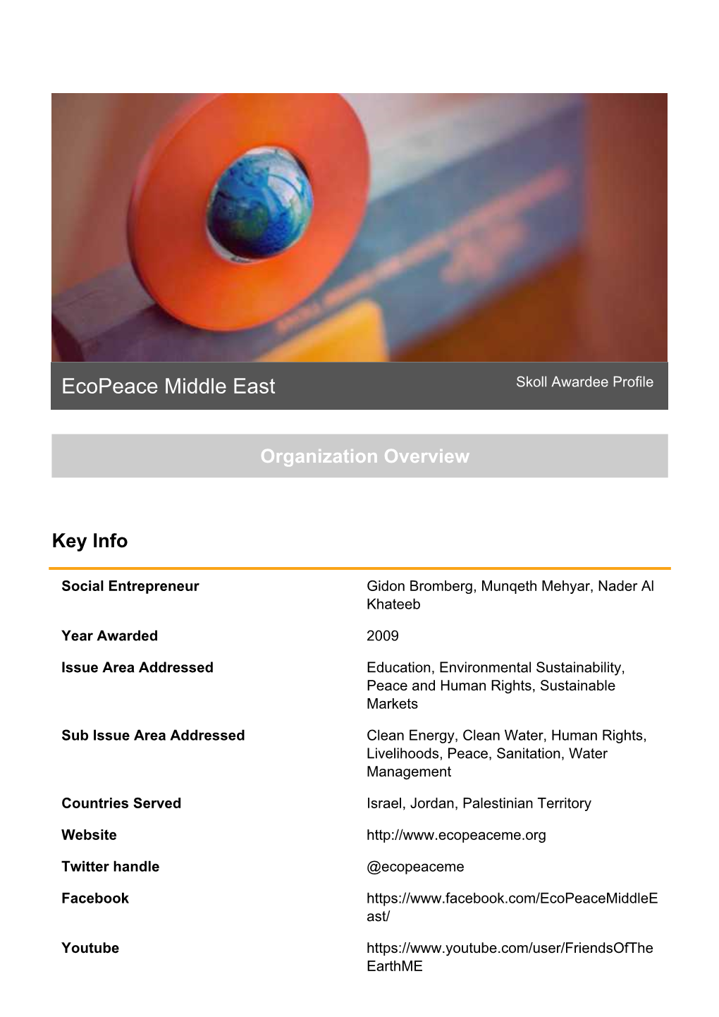 Ecopeace Middle East Skoll Awardee Profile