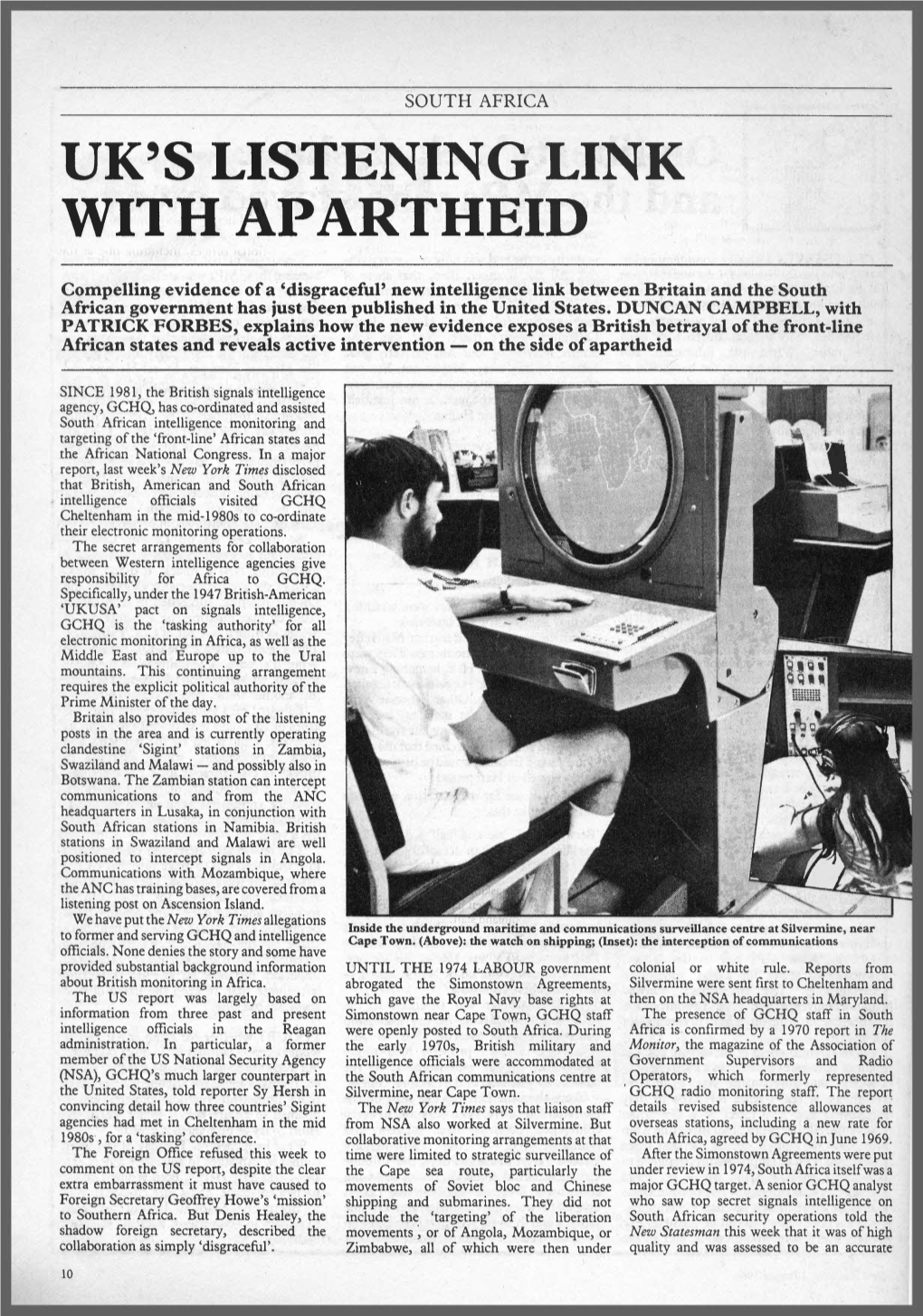 Uk's Listening Link with Apartheid