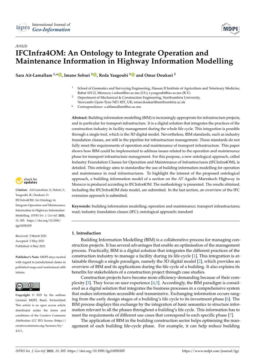An Ontology to Integrate Operation and Maintenance Information in Highway Information Modelling