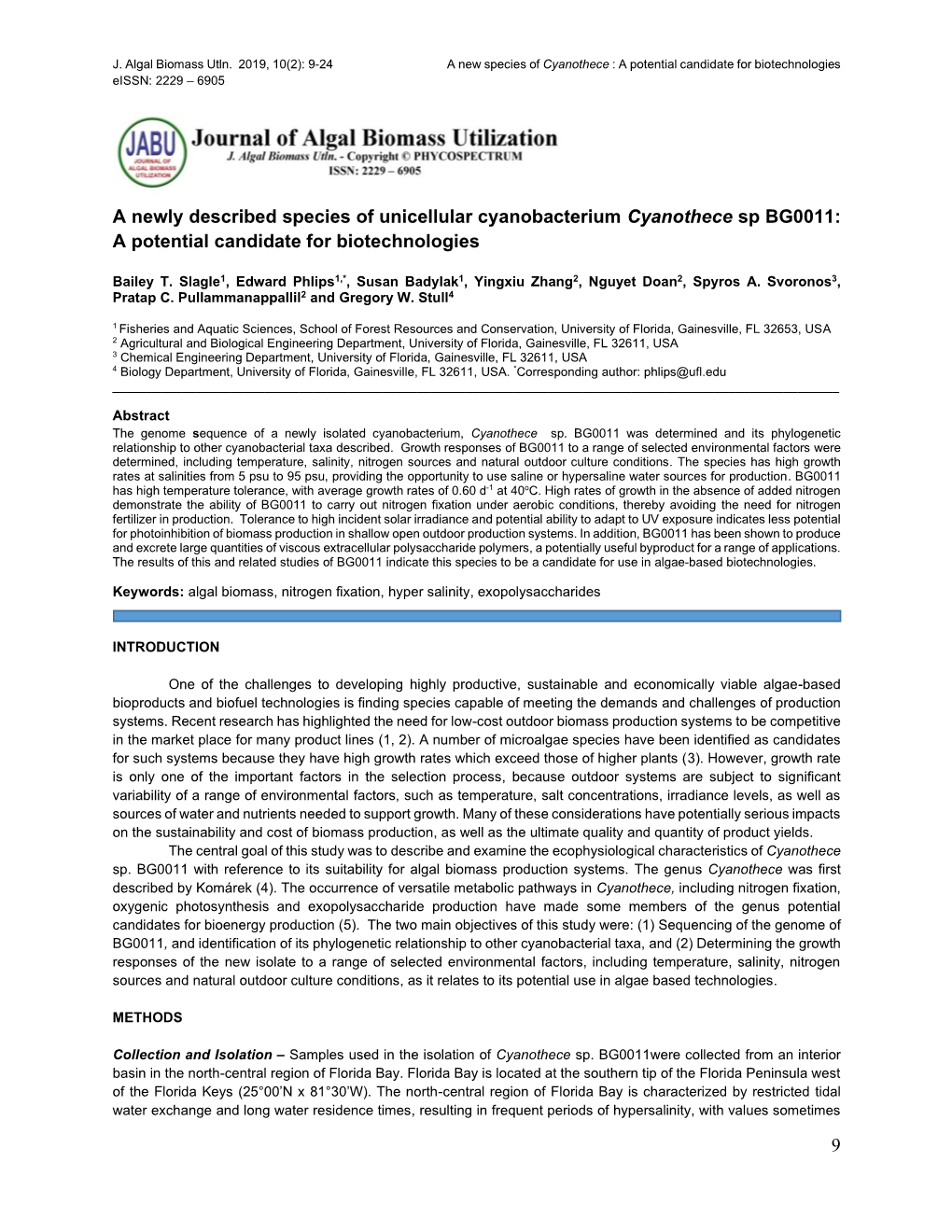 9 a Newly Described Species of Unicellular Cyanobacterium