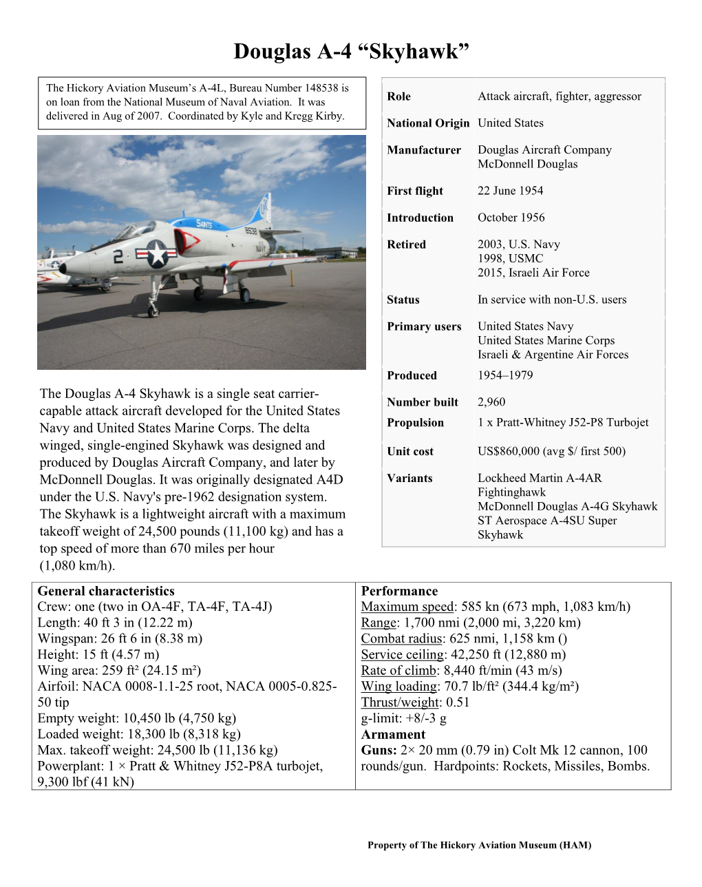 Douglas A-4 “Skyhawk”