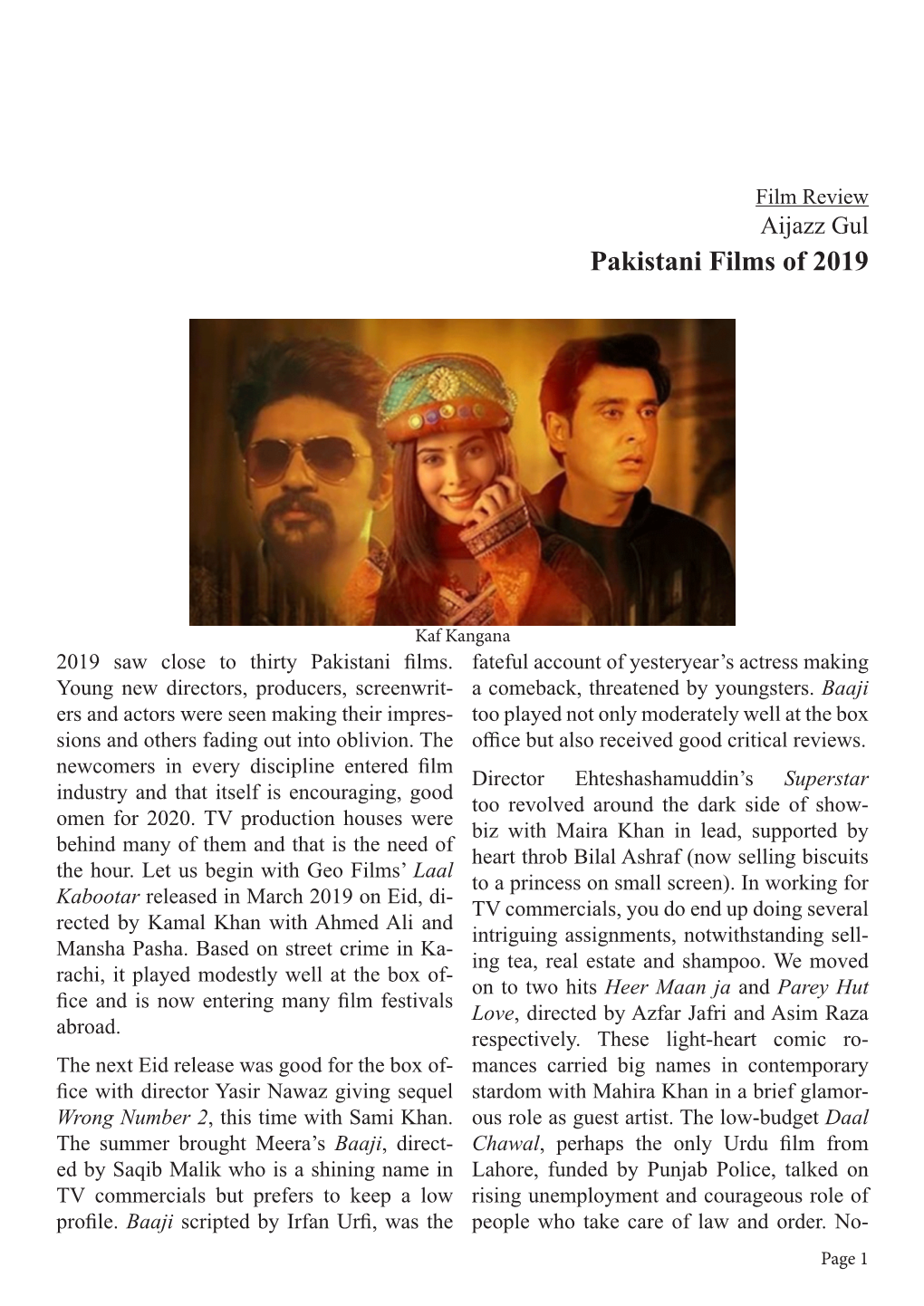 Aijazz Gul&gt; Pakistani Films of 2019