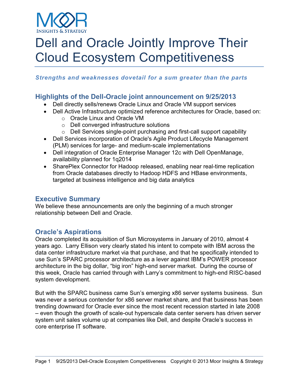 Dell and Oracle Jointly Improve Their Cloud Ecosystem Competitiveness