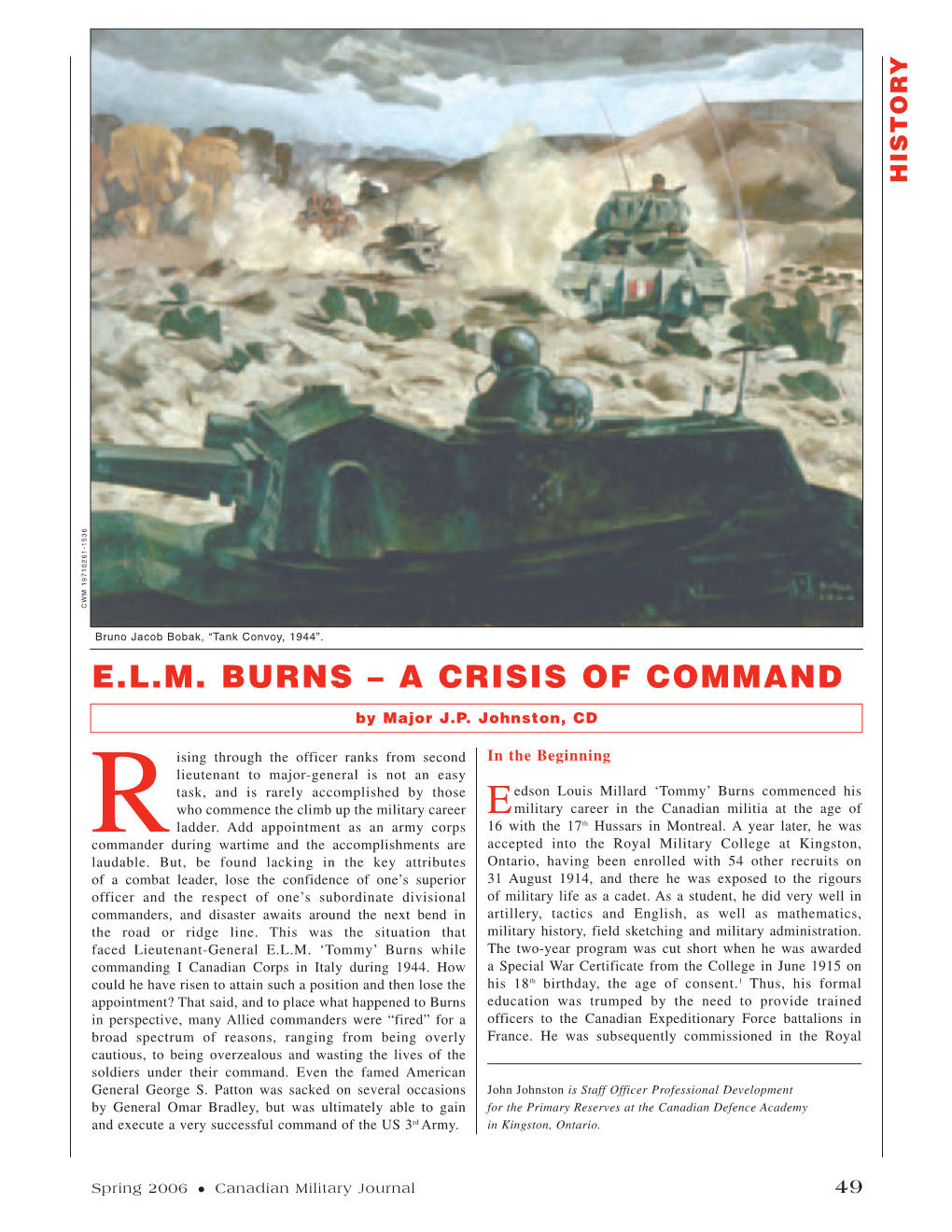 E.L.M. Burns – a Crisis of Command
