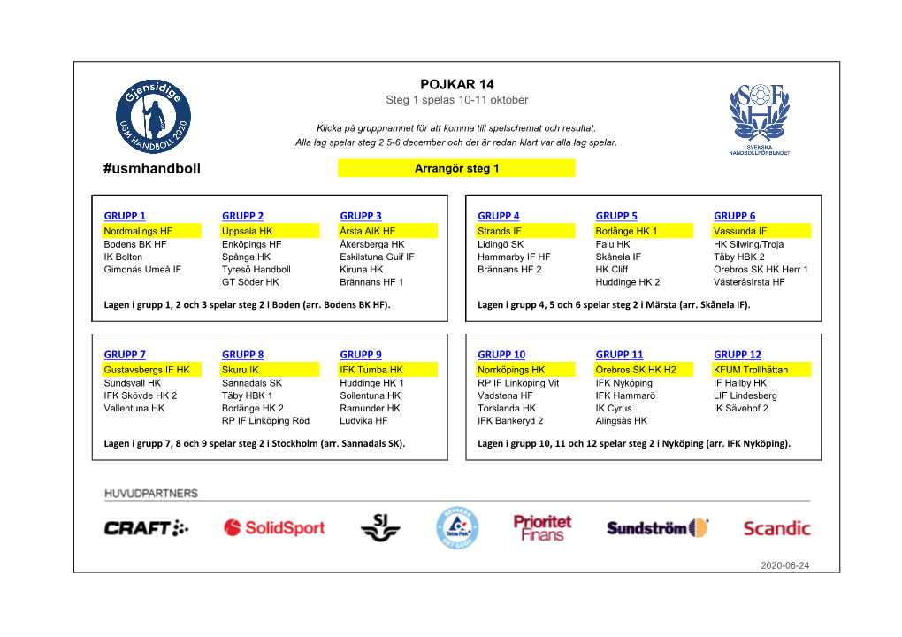 Usmhandboll Arrangör Steg 1