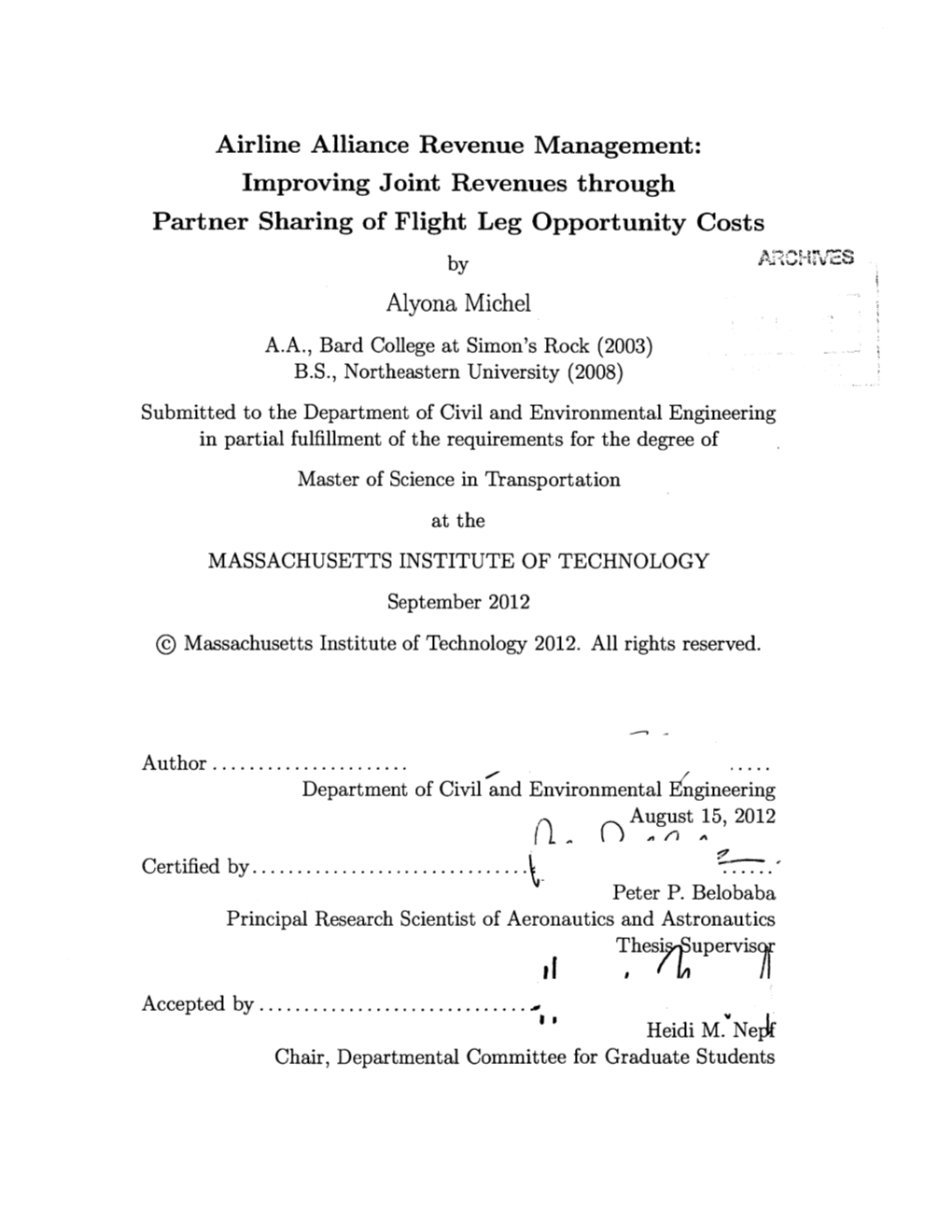 Airline Alliance Revenue Management