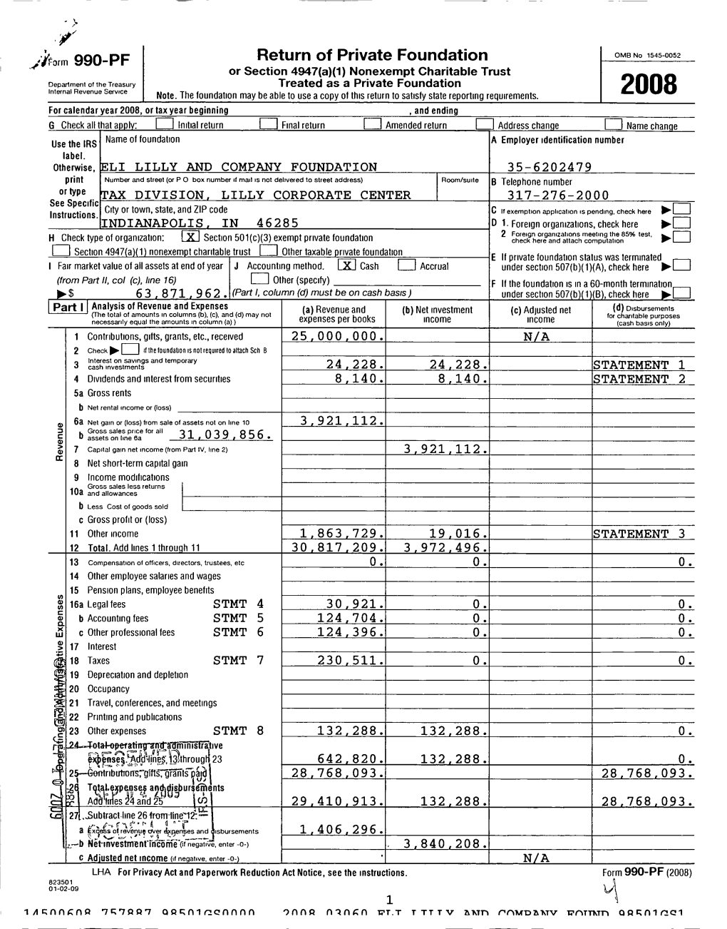 990-PF Return of Private Foundation I/Form