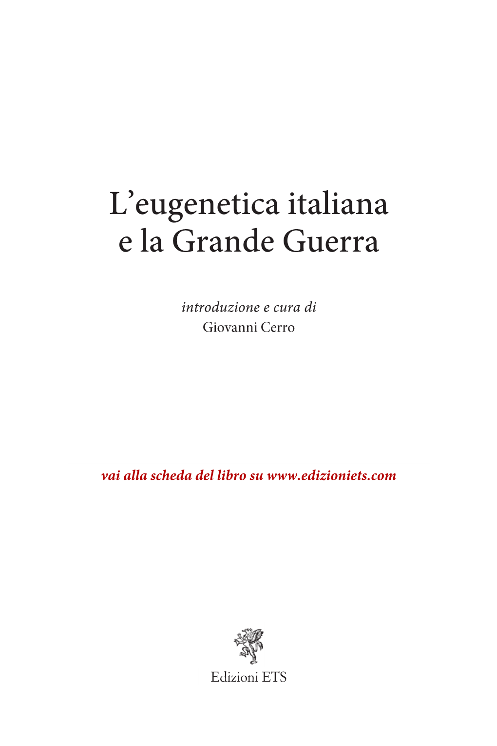 L'eugenetica Italiana E La Grande Guerra