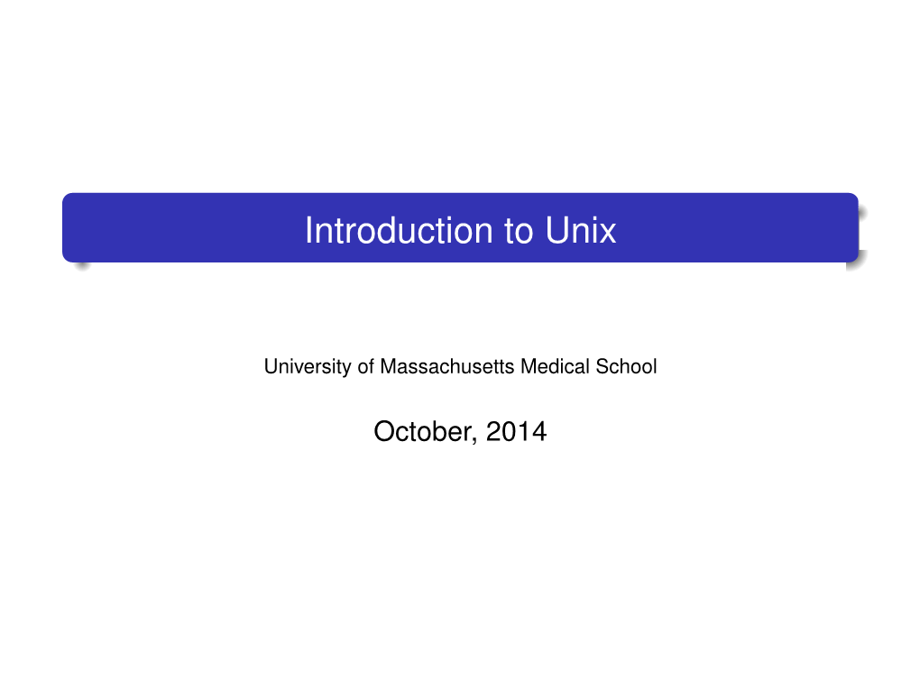 Introduction to Unix