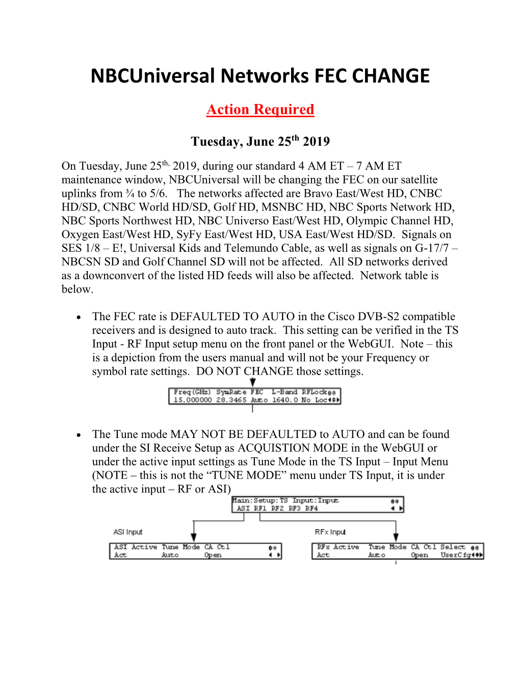 Nbcuniversal Networks FEC CHANGE