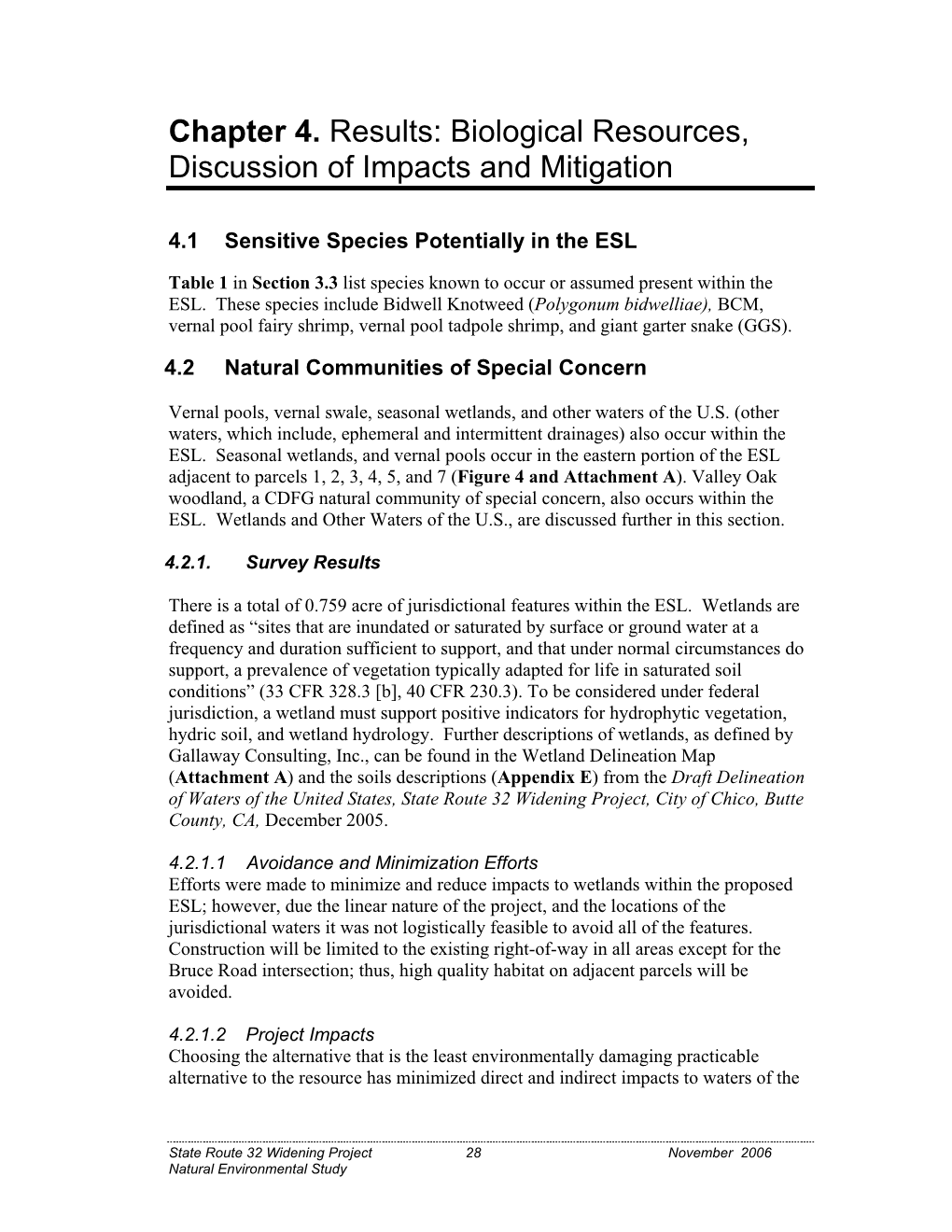 Biological Resources, Discussion of Impacts and Mitigation