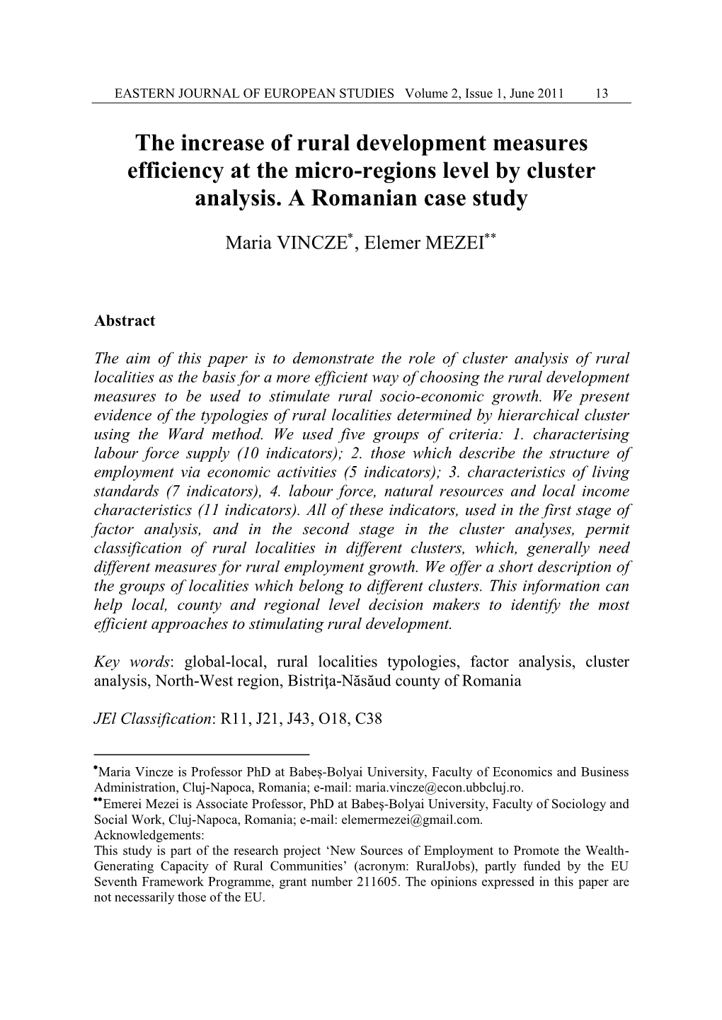The Increase of Rural Development Measures Efficiency at the Micro-Regions Level by Cluster Analysis