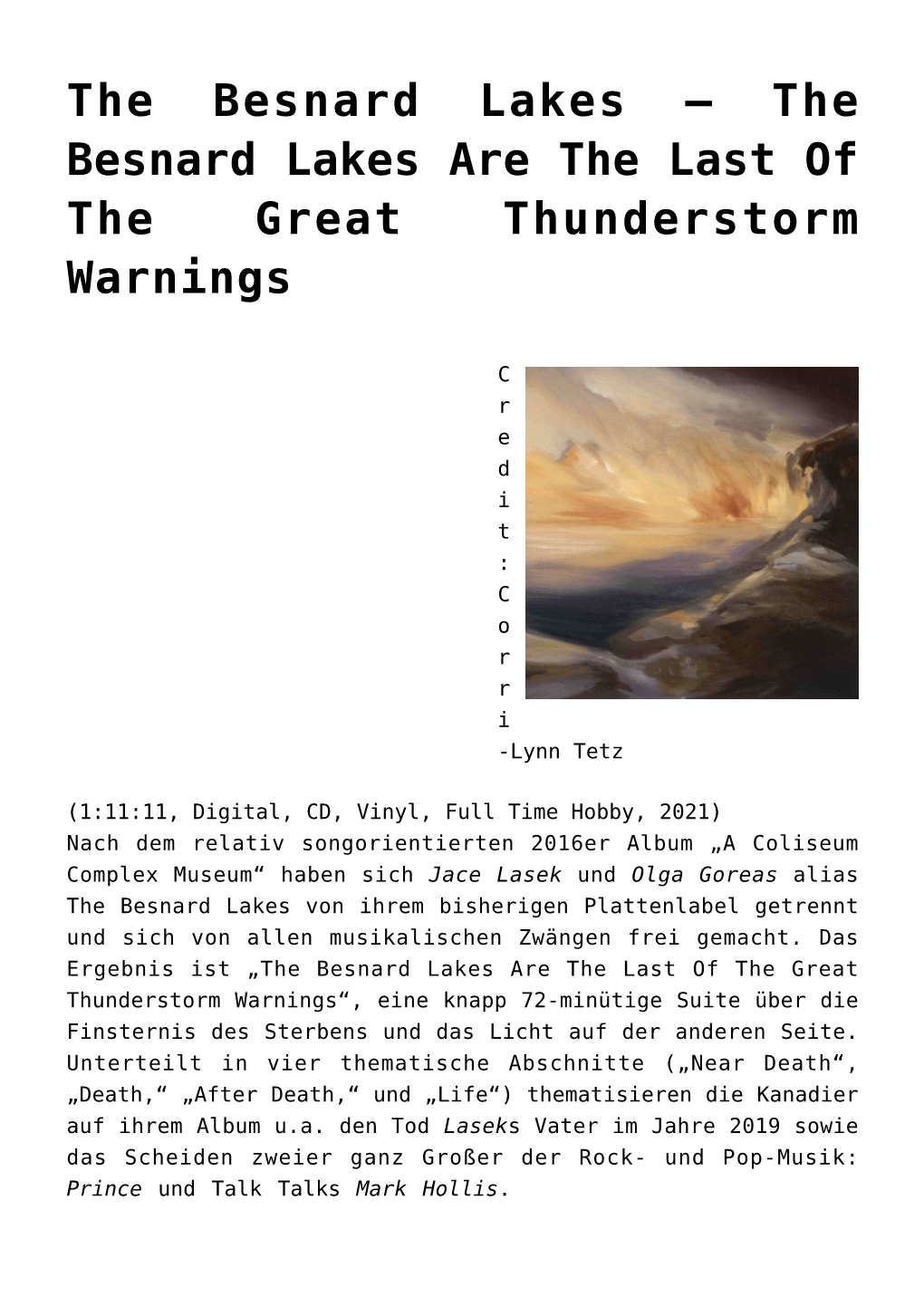 The Besnard Lakes Are the Last of the Great Thunderstorm Warnings
