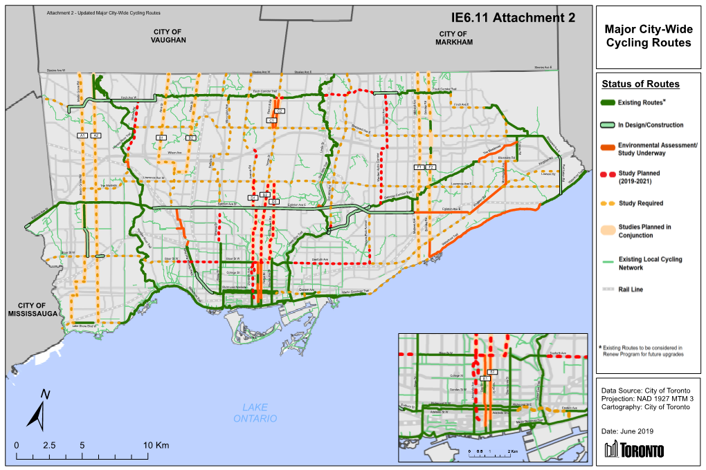 Map of Major City-Wide Cycling Routes