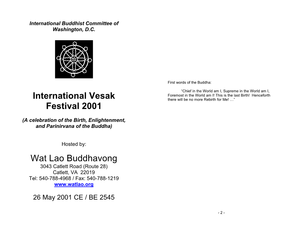 International Vesak Festival 2001 Wat Lao Buddhavong