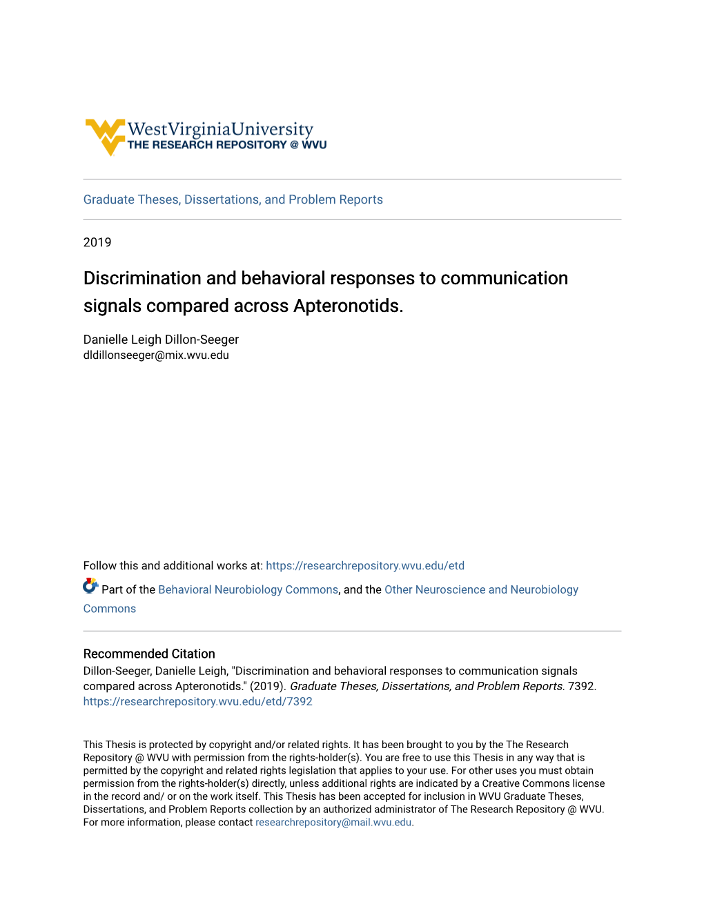 Discrimination and Behavioral Responses to Communication Signals Compared Across Apteronotids