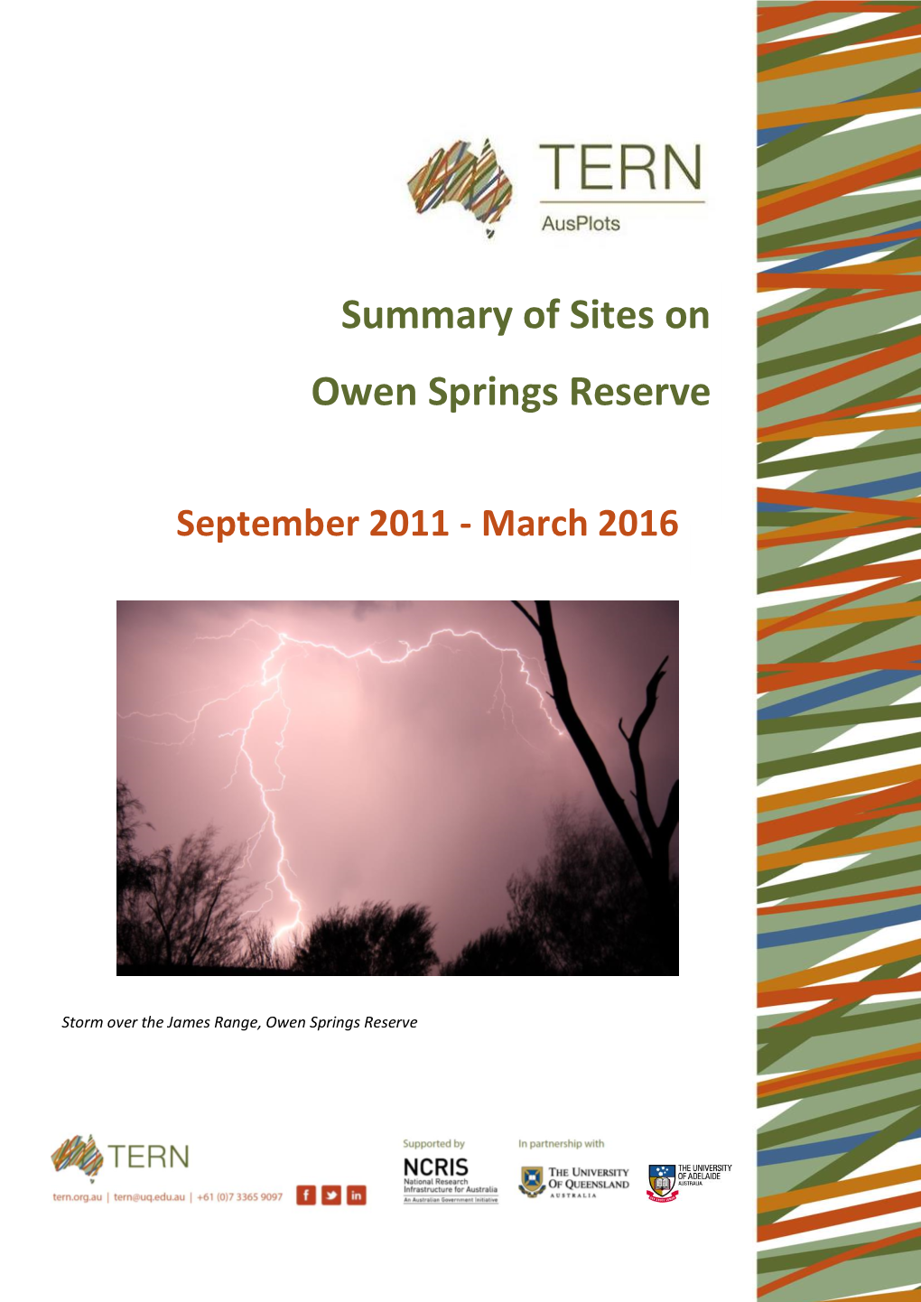 Summary of Sites on Owen Springs Reserve