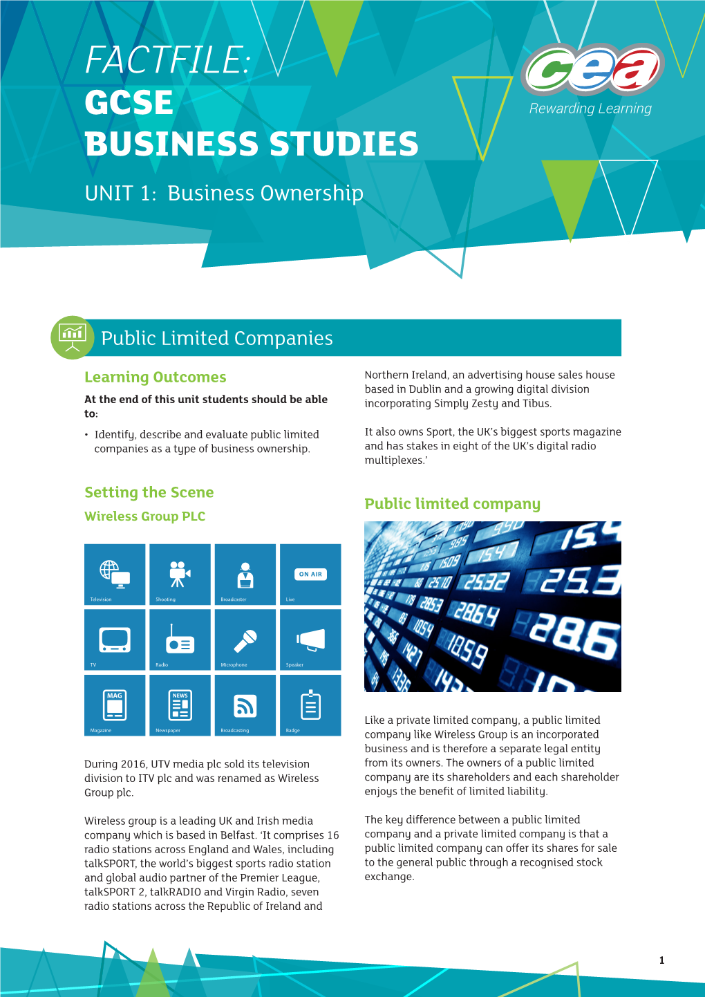 FACTFILE: GCSE BUSINESS STUDIES UNIT 1: Business Ownership