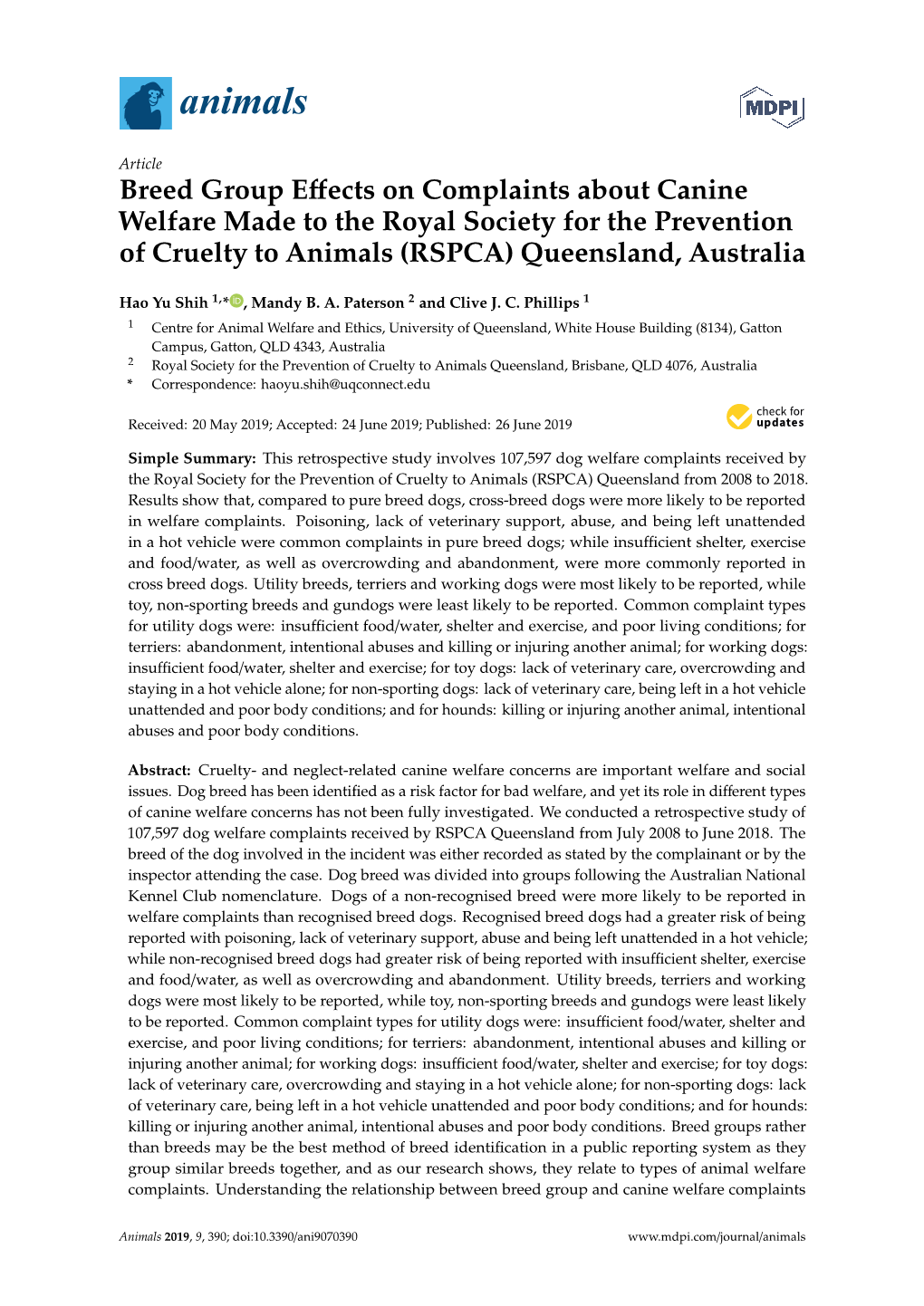 Breed Group Effects on Complaints About Canine Welfare Made to the Royal Society for the Prevention of Cruelty to Animals (RSPCA