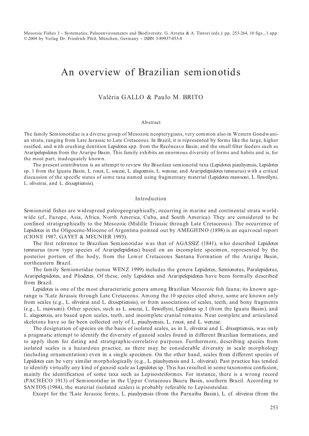 An Overview of Brazilian Semionotids