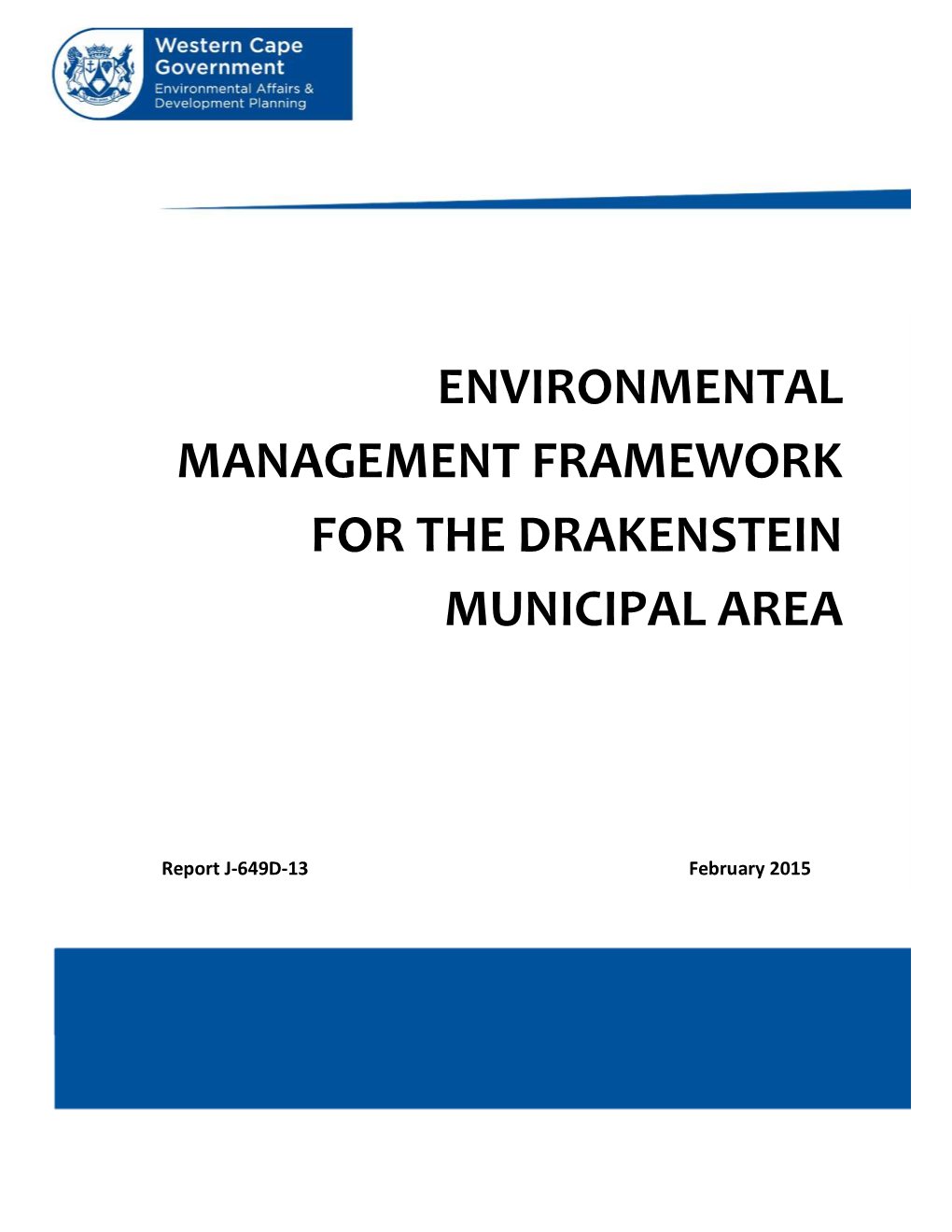 Environmental Management Framework for the Drakenstein Municipal Area