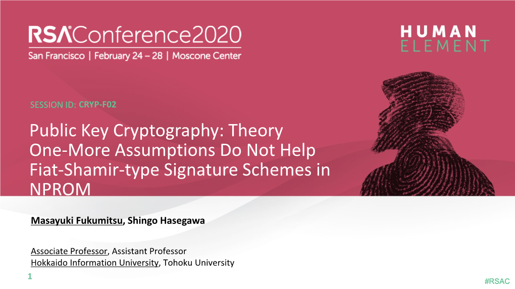 Public Key Cryptography: Theory One-More Assumptions Do Not Help Fiat-Shamir-Type Signature Schemes in NPROM