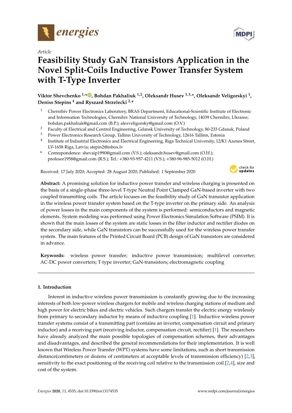 Feasibility Study Gan Transistors Application in the Novel Split-Coils Inductive Power Transfer System with T-Type Inverter