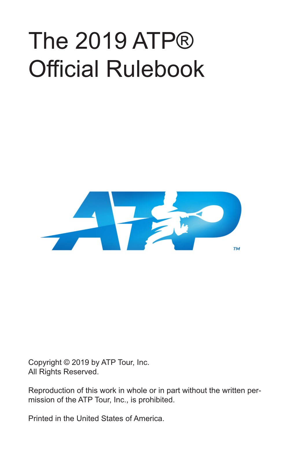 The 2019 ATP® Official Rulebook