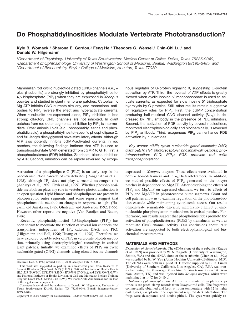 Do Phosphatidylinositides Modulate Vertebrate Phototransduction?