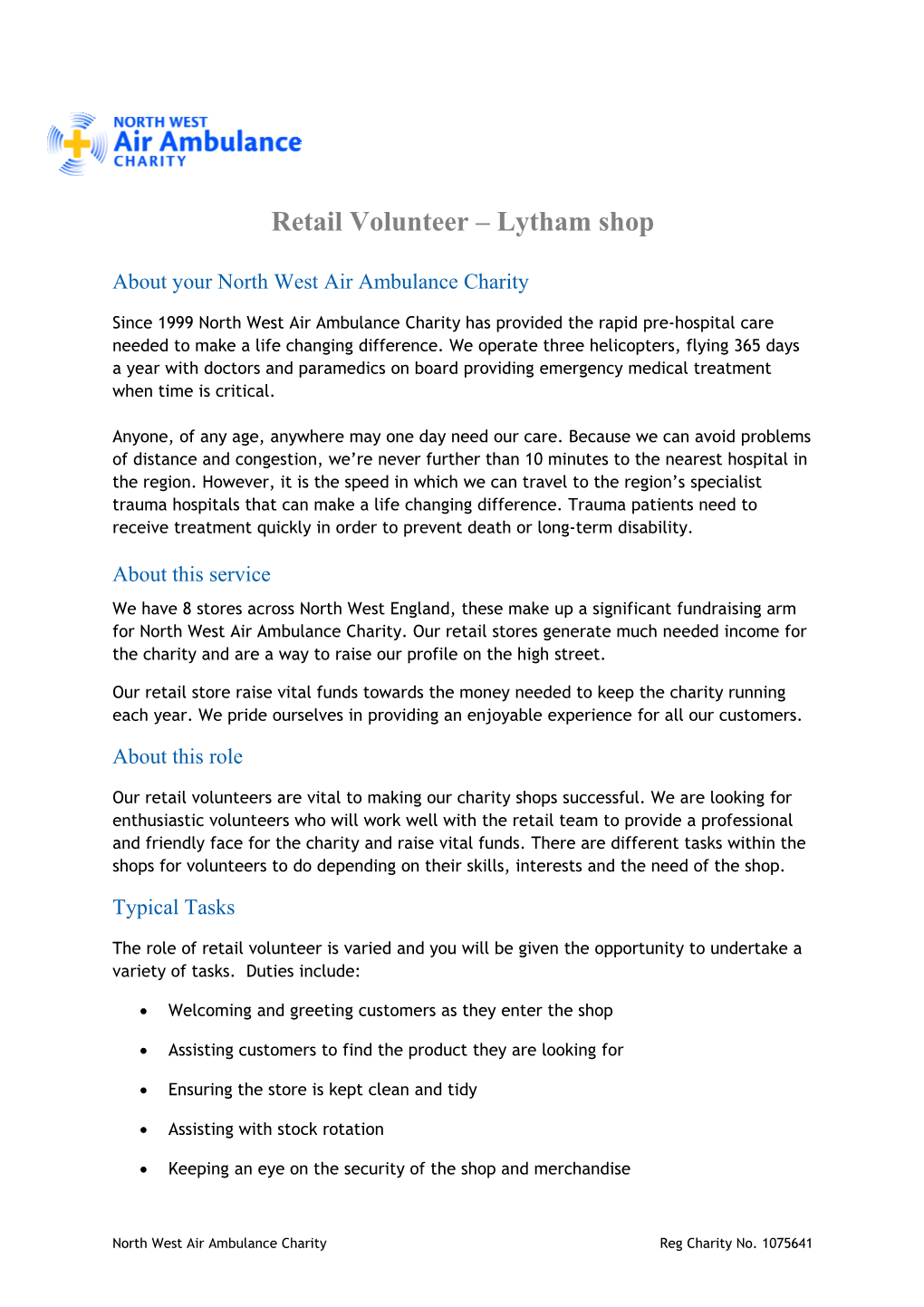 Retail Volunteer Lytham Shop