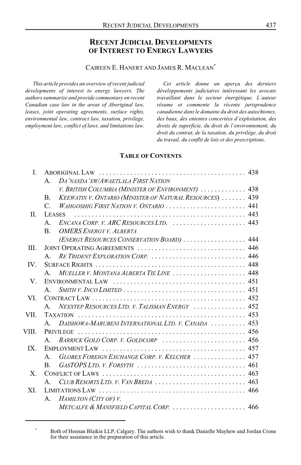 Recent Judicial Developments of Interest to Energy Lawyers