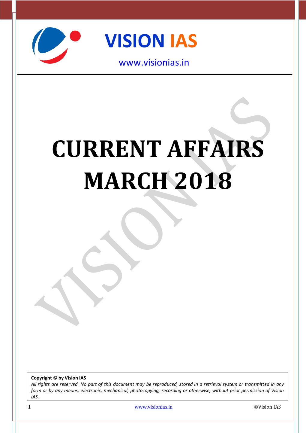 Current Affairs March 2018