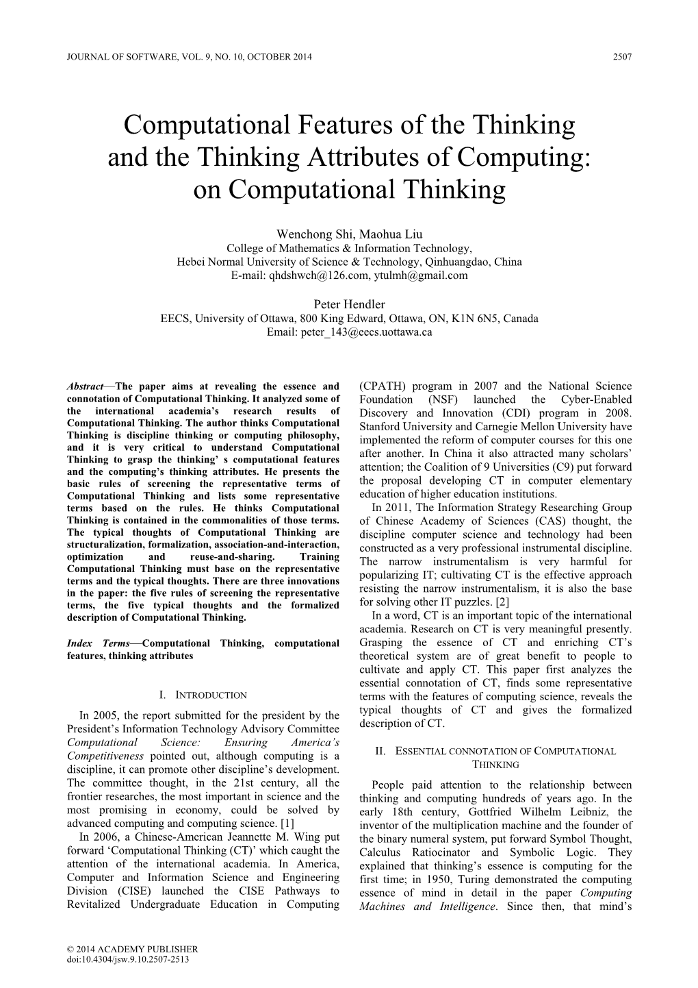 On Computational Thinking