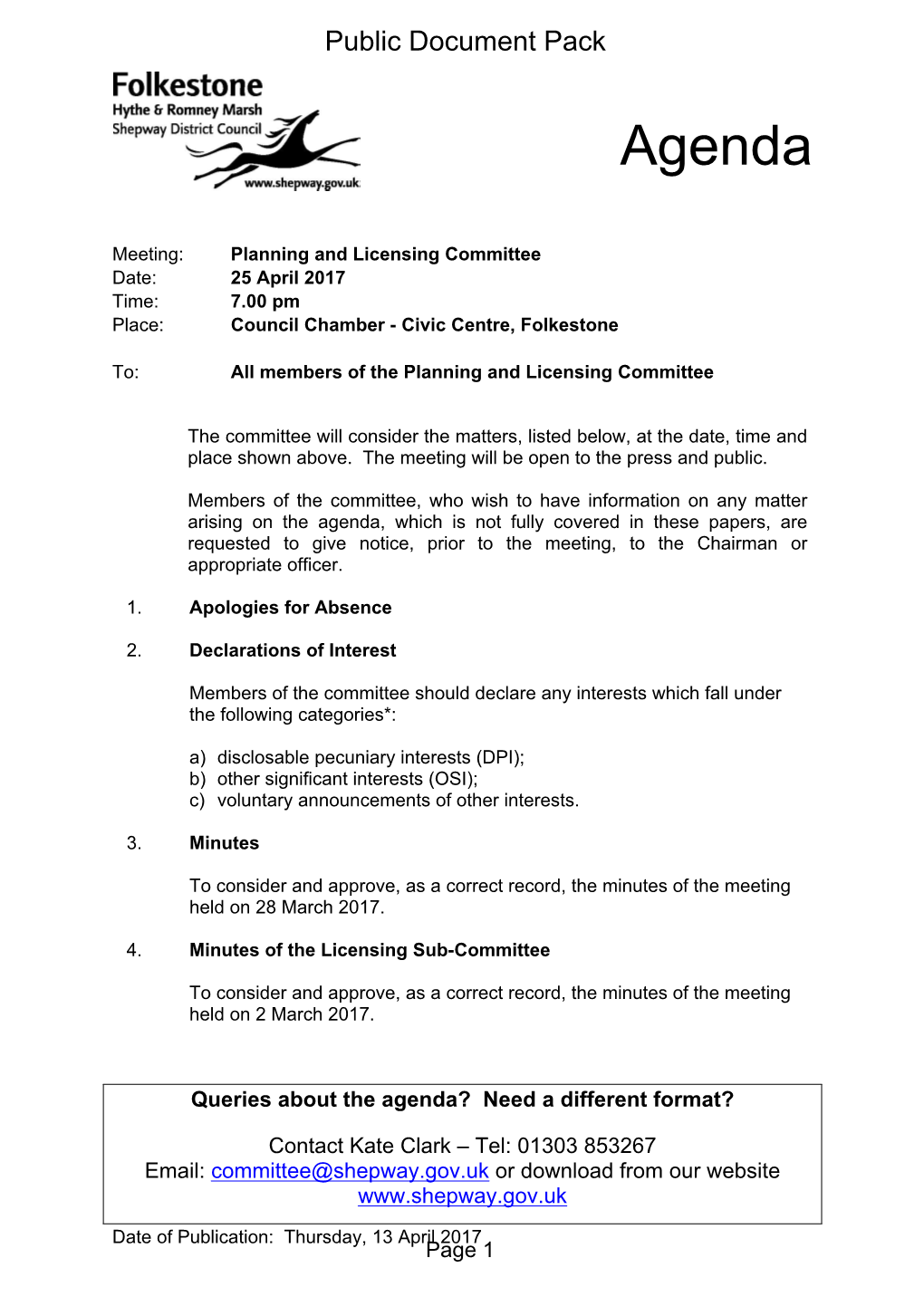 (Public Pack)Agenda Document for Planning and Licensing Committee