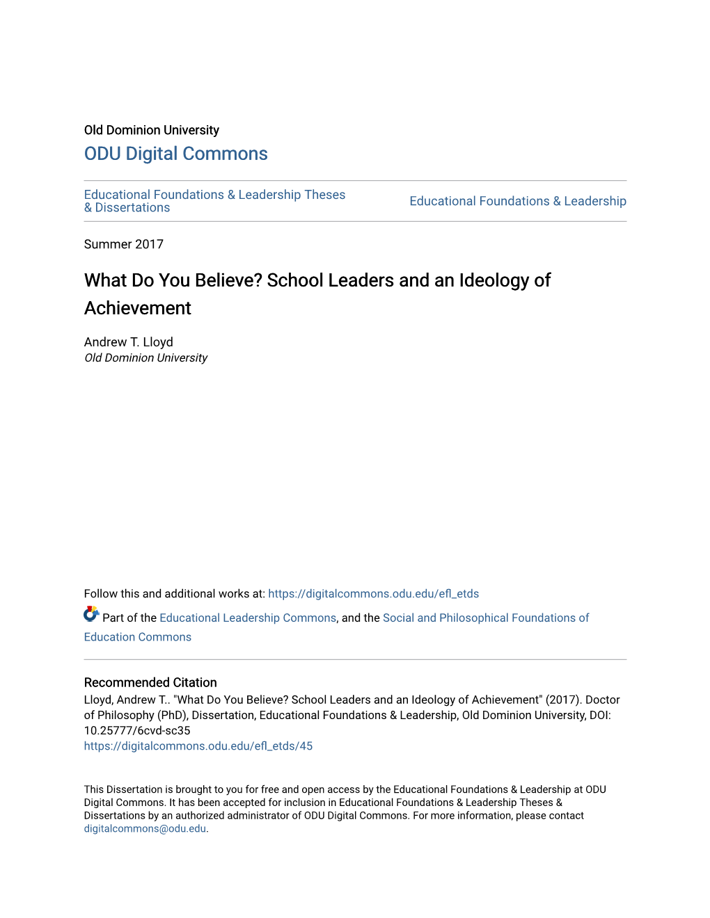School Leaders and an Ideology of Achievement